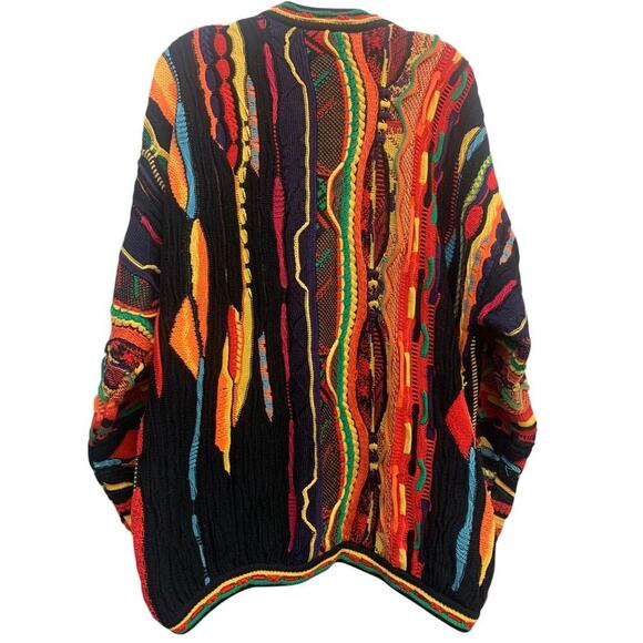 Vtg Tundra Canada Multi Color Sweater Men's Size L Biggie Hip Hop Coogi Style - Picture 10 of 16
